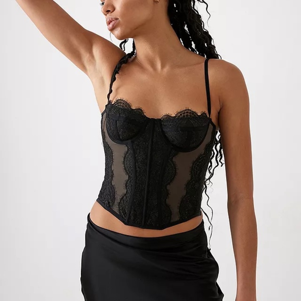 Urban Outfitters Black Lace Modern Love Corset Top